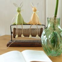 Artikel Osterhasen Dekofiguren Keramik 22 cm Set aus 2 Kantenhockern in Grün und Gelb