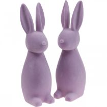 Deko Hase Deko-Osterhase Beflockt Flieder Lila H29,5cm 2St