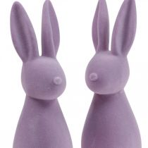 Deko Hase Deko-Osterhase Beflockt Flieder Lila H29,5cm 2St
