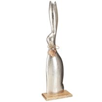 Artikel Deko-Hase Silber Holzsockel Herzanhänger H60cm - Osterdeko