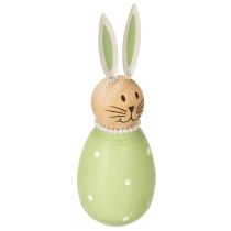 Artikel Dekorative Hasenfiguren aus Holz im Ei-Look, 12 cm, frühlingshafte Tischdeko, 3er-Set