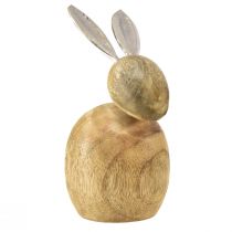 Artikel Hasen Deko Holz Metall Silber Ostern 12,5x14x16,5cm