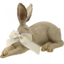 Osterhase liegend mit Schleife Polyresin Osterdeko 28cm