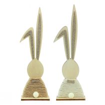 Artikel Hasen mit Glitter Holzhasen Tischdeko Ostern H36cm 2St