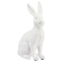 Hase sitzend Deko Hase Kunststein Deko Weiß H27cm