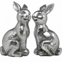 Artikel Deko Hase sitzend Osterdeko Silbern Vintage H13cm 2St