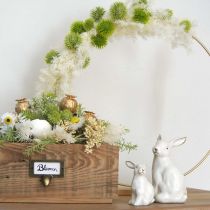 Artikel Keramik Hase Osterdeko Weiß Gold Osterhase H7,5cm 4St