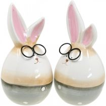 Deko Osterhasen Keramik mit Brille, Osterdekoration Hasenpaar H19cm 2St