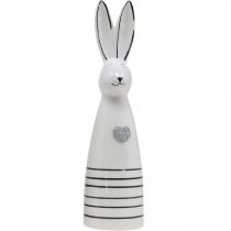 Artikel Keramik Hase Kegel Weiß Schwarz Herz Streifen H30cm