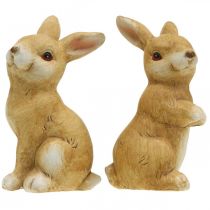 Artikel Hase sitzend, Keramikdeko, Ostern, Hasenpaar Braun H15cm 2er-Set
