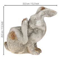 Artikel Hasen Blumentopf Beton Antik Grau Deko für Ostern 33.5x17x29.5cm