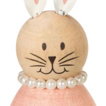 Artikel Holz Osterhasen Dekofiguren Pastellfarben 3er Set 14,5 cm mit Perlendetails