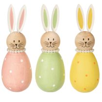 Artikel Holz Osterhasen Dekofiguren Pastellfarben 3er Set 14,5 cm mit Perlendetails