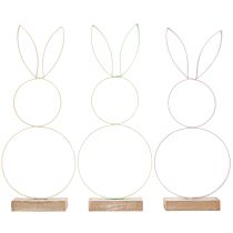 Artikel Hasen Deko Metall Holz Natur Mint Gelb Rosa 28cm 3er-Set Ostern Frühling