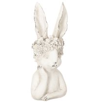 Artikel Deko Hase aus Keramik in Grau mit Blumenkranz 34cm – Elegante Osterdeko