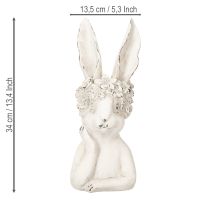 Artikel Deko Hase aus Keramik in Grau mit Blumenkranz 34cm – Elegante Osterdeko