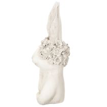 Artikel Deko Hase aus Keramik in Grau mit Blumenkranz 34cm – Elegante Osterdeko