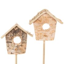 Artikel Deko-Vogelhaus Birke 5cm mit Stab 17cm 4er-Set