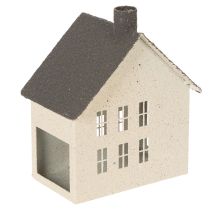 Artikel Lichthaus aus Metall 16cm Grau Beige Windlicht Hausform