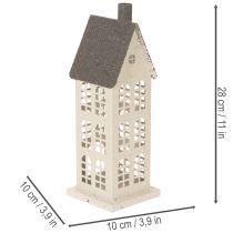 Artikel Dekohaus aus Metall 28cm Beige mit grauem Dach für Innenbereiche