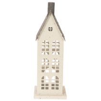 Artikel Dekohaus aus Metall 28cm Beige mit grauem Dach für Innenbereiche