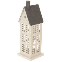 Artikel Dekohaus aus Metall 28cm Beige mit grauem Dach für Innenbereiche