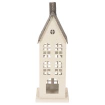 Artikel Dekohaus aus Metall 28cm Beige mit grauem Dach für Innenbereiche