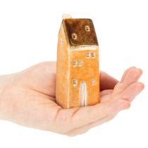 Artikel Keramik Miniaturhaus 10 cm, 3-tlg., braune Dächer, Innenbereich