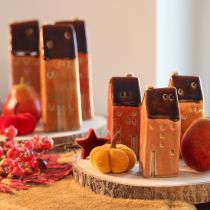 Artikel Keramik Miniaturhaus 10 cm, 3-tlg., braune Dächer, Innenbereich