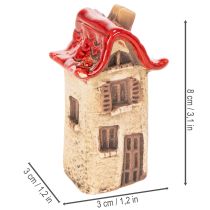 Artikel Keramikhaus Set, 2 Minihäuschen, Rot-Beige, 8cm, Innenbereich