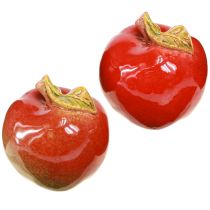 Herbstdeko Keramik Äpfel Tischdeko Rot Grün H9cm 2 St – Dekoration für Hotels & Gaststätten
