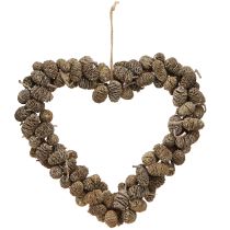 Artikel Herzförmige Wanddekoration aus Erlenzapfen in Weiß gewaschen, 24 cm