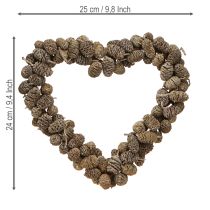 Artikel Herzförmige Wanddekoration aus Erlenzapfen in Weiß gewaschen, 24 cm