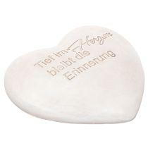 Artikel Grabdeko Herz Gedenkstein Polyresin 17x15 cm Grau mit Spruch