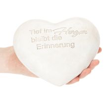 Artikel Grabdeko Herz Gedenkstein Polyresin 17x15 cm Grau mit Spruch