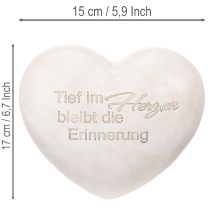 Artikel Grabdeko Herz Gedenkstein Polyresin 17x15 cm Grau mit Spruch