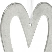 Deko Herz zum Aufhängen Silbern Aluminium Hochzeitsdeko 22×12cm