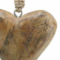 Herz zum Hängen Mango Natur, Golden 14×11cm 2St