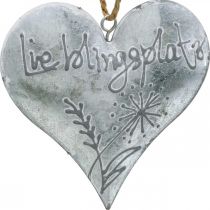Dekoherzen, Metallanhänger, Willkommen, Lieblingsplatz, Pusteblume H10cm Weiß, Silbern 4St