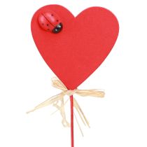 Artikel Herzstecker Holz Rot Deko Herzen Marienkäfer Charm DIY 6cm 16er Set