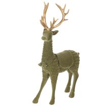 Artikel Dekofigur Hirsch mit grüner Beflockung und goldenem Geweih, 31 cm