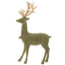 Artikel Dekofigur Hirsch mit grüner Beflockung und goldenem Geweih, 31 cm