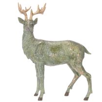 Artikel Hirschfigur aus Polyresin 43cm stehend grün mit goldfarbenen Akzenten