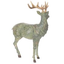 Artikel Hirschfigur aus Polyresin 43cm stehend grün mit goldfarbenen Akzenten