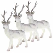 Artikel Deko-Rentier Weiß mit Glitzer – Winterliche Weihnachtsdeko 20cm 3St