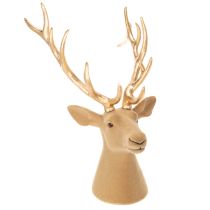 Artikel Deko Hirschkopf Skulptur Kunststoff 52cm hellbraun-gold Innenbereich