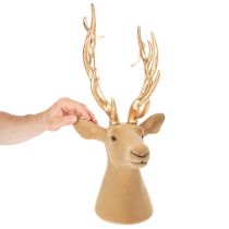 Artikel Deko Hirschkopf Skulptur Kunststoff 52cm hellbraun-gold Innenbereich