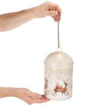 Artikel Weihnachtsglocke aus Metall mit Rentier-Motiv 26 cm Weiß Gold