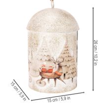 Artikel Weihnachtsglocke aus Metall mit Rentier-Motiv 26 cm Weiß Gold