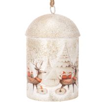 Artikel Weihnachtsglocke aus Metall mit Rentier-Motiv 26 cm Weiß Gold